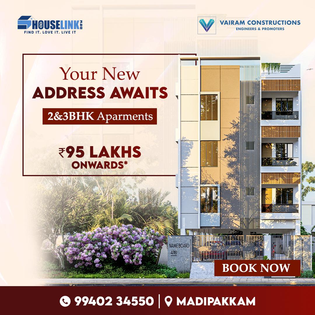 Premium residential Apartments -Madipakkam - 95Lakhs onwards*