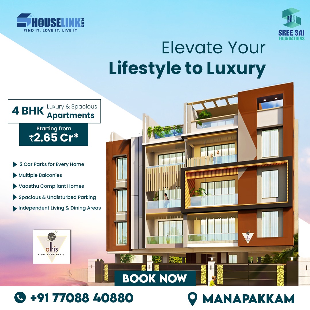 Premium 4 BHK Luxury Apartments in Manapakkam | 2312 Sq.Ft Spacious Homes Near MIOT & DLF IT Park